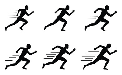 Obraz premium Running Person Motion Vector Icons. Person Motion Silhouettes Set. Fast Movement Silhouette Symbols.