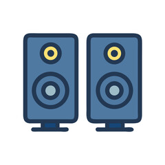 Illustration of Two Blue Speakers on a Black Background