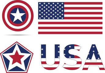 Patriotic USA graphic with Captain America shield and star.