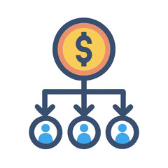 Financial distribution vector image showing money distribution concept