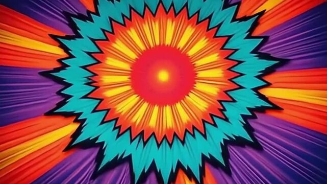 Ultra sharp seamless psychedelic spinning rays vector background with bold and vibrant retro look

