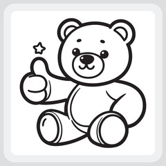 Obraz premium Cute cartoon teddy bear giving a thumbs up, perfect for coloring pages.