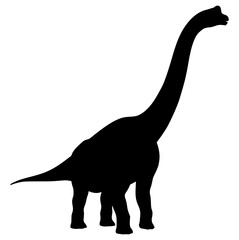 Vector Silhouette Of Sauropod Dinosaur.