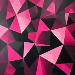 Obraz premium Abstract geometric pattern of overlapping pink and black triangles