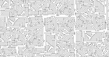 Circuit Board Vector Illustration, simple Black and white Background pattern