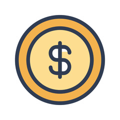 Gold dollar coin graphic on black background for finance