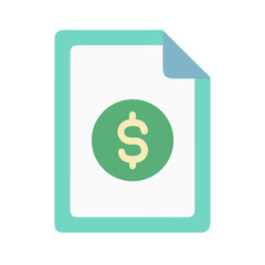 Document with dollar sign icon illustration in flat design