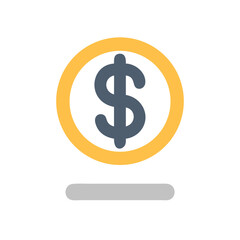 Flat design illustration of a dollar coin on black