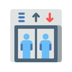 Elevator icon indicating up and down with generic people