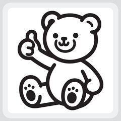 Cute cartoon teddy bear giving a thumbs up, perfect for coloring pages.