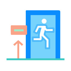 Emergency exit sign with running man icon and arrow