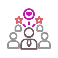 Teamwork and inspiration visualized with star and heart symbols