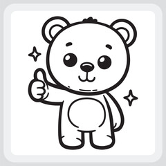 Obraz premium Cute cartoon teddy bear giving a thumbs up, perfect for coloring pages.