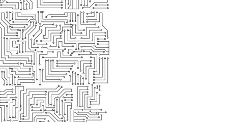 Electronic circuit with white background and copy space for text