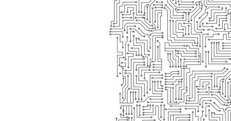 Grey circuit line technology pattern on white background vector.  Electronic circuit with white background