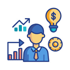 Business person icon showing growth, idea and operation
