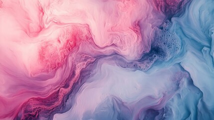 Abstract fluid art background with dreamy pink and blue swirls design