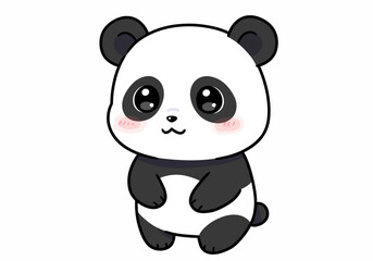 Adorable panda standing with big eyes pink cheeks and rounded ears