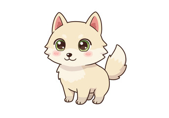 Adorable tan dog with big green eyes standing on hind legs
