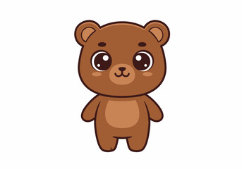 Cartoon bear standing cute and brown with dark outline
