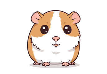 Cartoon guinea pig with brown  white fur big eyes a small nose  a cute smile