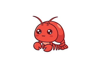 Cartoon lobster with big eyes claws and a curly tail