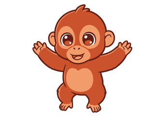 Cartoon monkey stands with open arms smiling