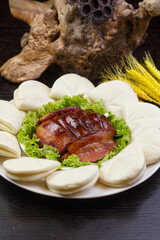 Golden Braised Pork with Flower Bun
