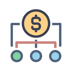 Financial allocation chart displaying monetary distribution concept design icon