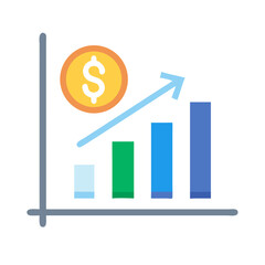 Financial growth chart with upward arrow and dollar coin