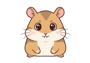 Cute hamster cartoon Brown fur big eyes pink cheeks  small mouth