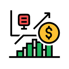 Financial growth chart with dollar coin and equation icon