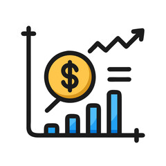 Financial growth analysis with coin and chart illustration