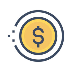 Coin with Dollar Symbol Encircled by Rings Illustration