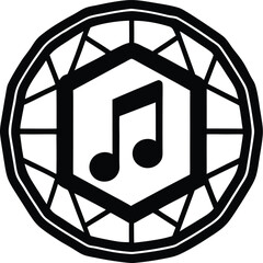 Music Note in Hexagonal Frame Icon