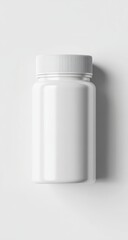 A plain white plastic bottle with a simple white cap, shown against a white background, casting a subtle shadow