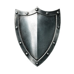 Silver metal shield on transparent background