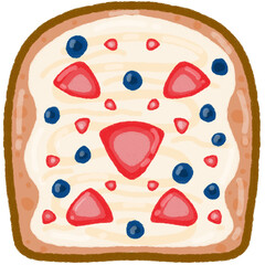 Kawaii Strawberry Blueberry Toast – Cute Doodle Fruit Breakfast Clipart
