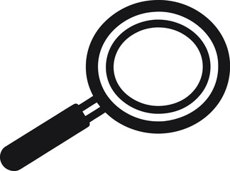Vector art of a magnifying glass with a black handle and circular lens isolated on white background