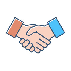 Illustration of a handshake in light colored flat design