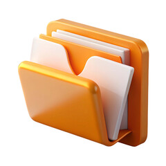 3D Orange and White Folder Icon stylized folder
