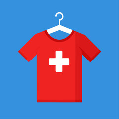 Obraz premium Red t shirt mockup with white swiss dot pattern