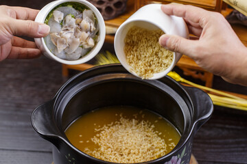 Healthy Barley and Seafood Porridge