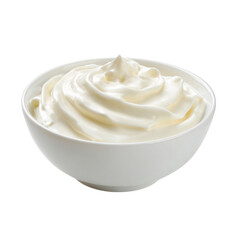 Sour cream in bowl on transparent background