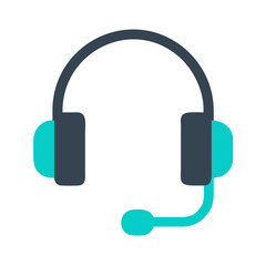 Headset with microphone graphic on clean black background