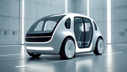 Advanced Electric Prototype Car with Glass Doors – Luxury Urban Transport Vision
