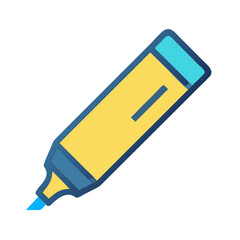 Isolated Yellow and Blue Marker on Black Background