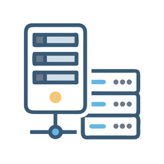 Data center server farm vector illustration on black background