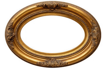 Obraz premium Ornate antique oval picture frame with gold finish and intricate carvings isolated on transparent background
