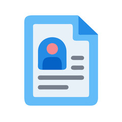 Flat illustration of CV document with personal information sections